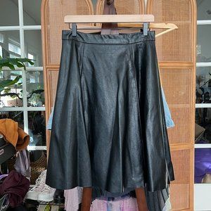 Forever21 – Faux Leather Midi Circle Skirt – Black